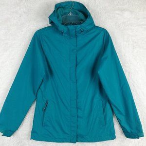 Swiss Alps Womens Jacket Running Teal Lightweight Hooded Zip Front Mesh Lining S